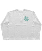 I Love Music White Henley waffle knit