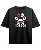 I Love My Rescue Dog Black Oversized T-Shirt