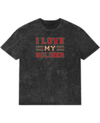 I Love My Soldier Acidwash Oversized T-Shirt