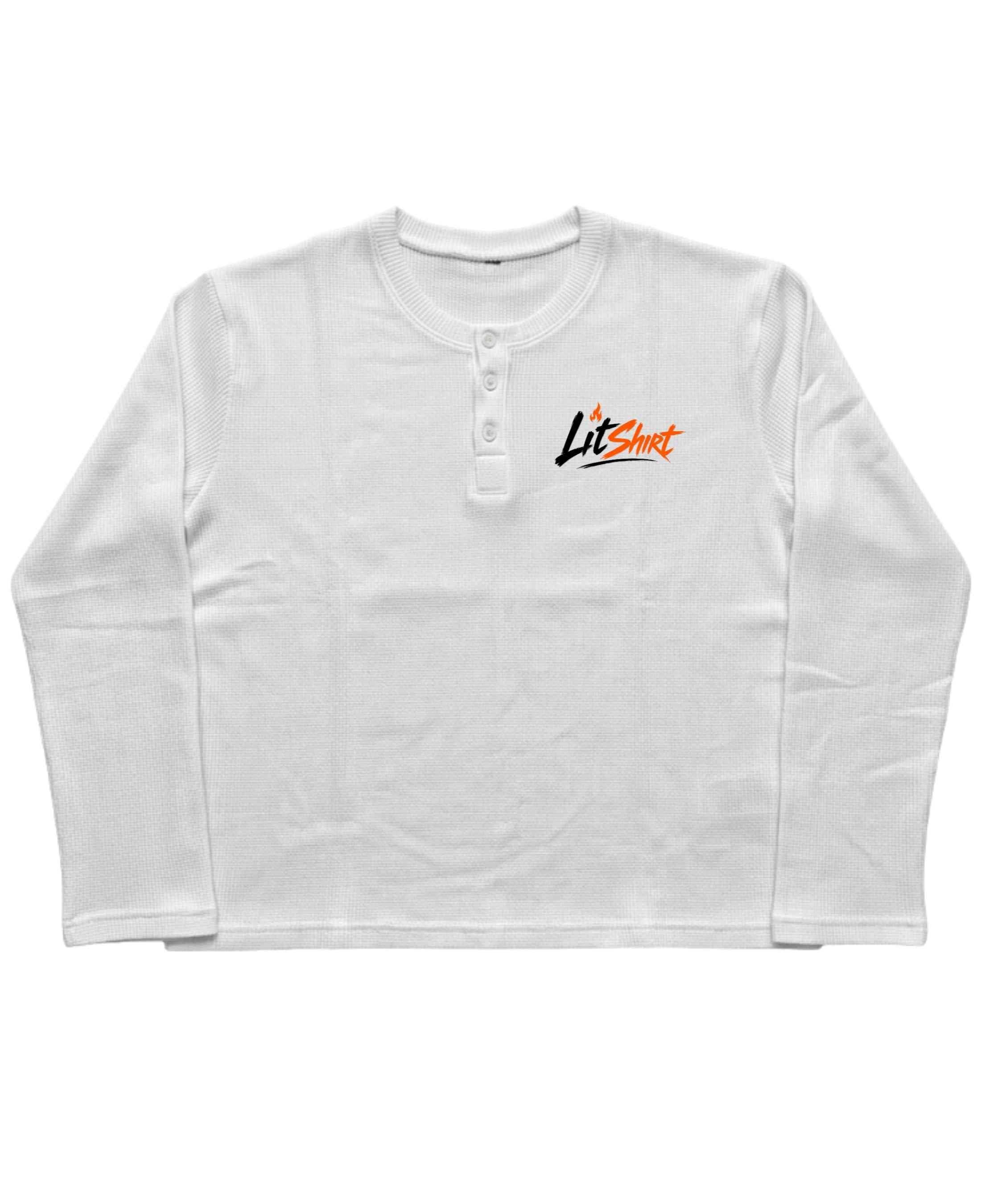 LitShirt White Henley waffle knit