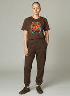 Mexican Flower Graphics Mousse Brown Baby Tee