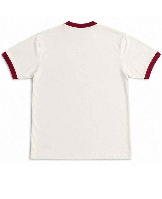Off White & Maroon Ringer Tee