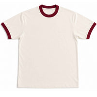 Off White & Maroon Ringer Tee