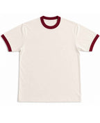 Off White & Maroon Ringer Tee