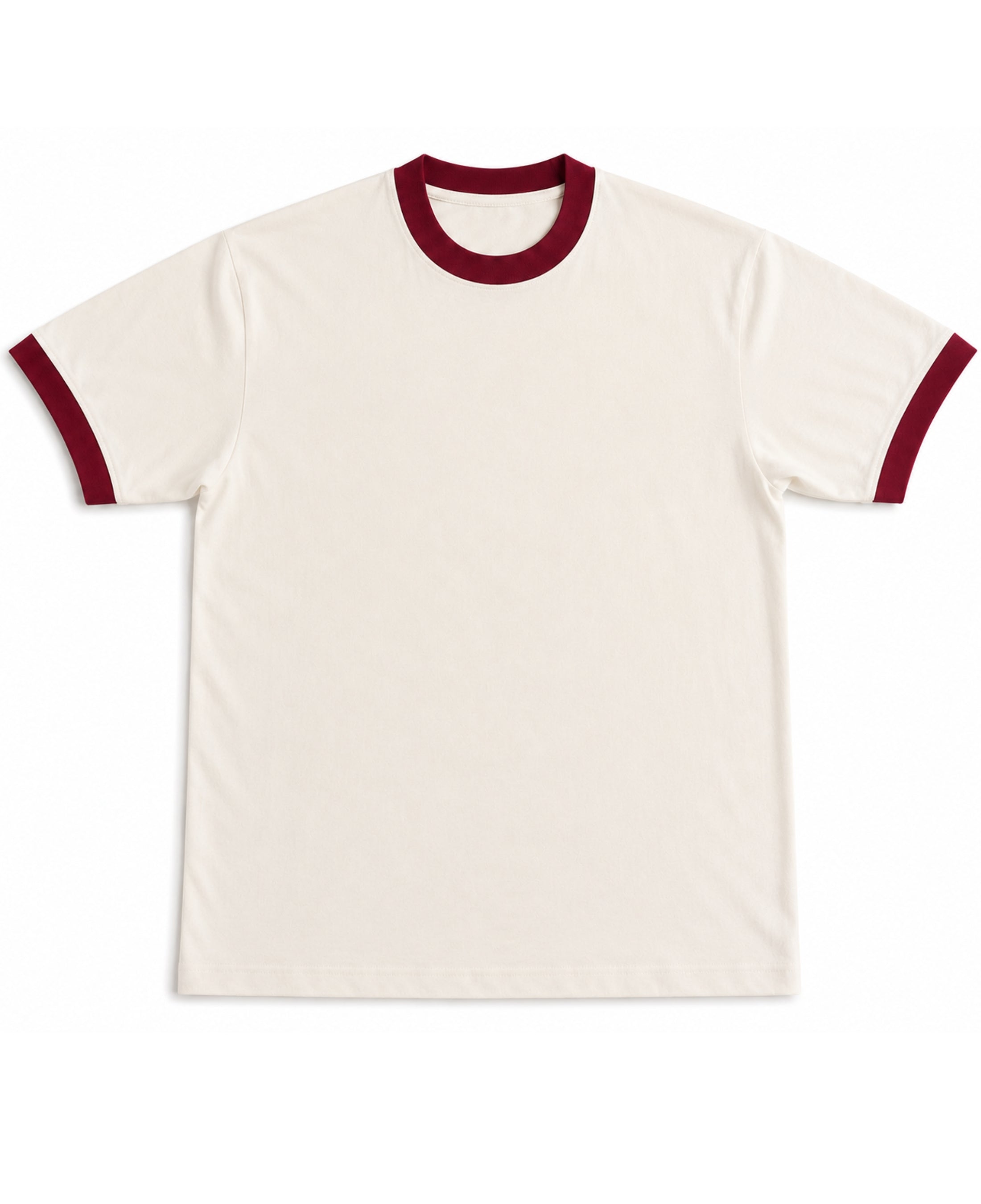Off White & Maroon Ringer tee Front Design