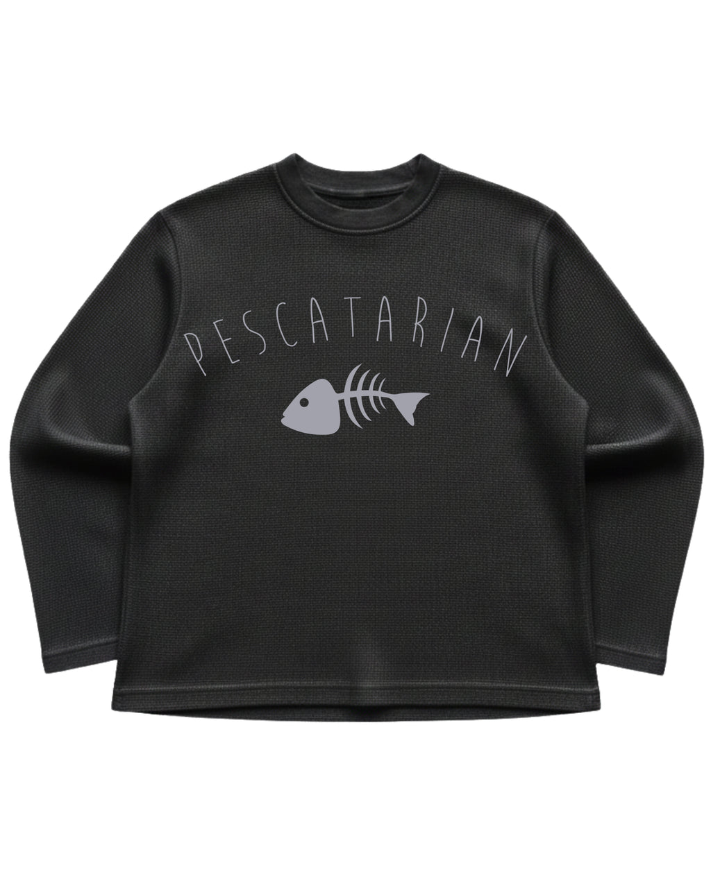 Black waffle knit oversized full-sleeve Front Design