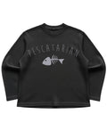 Black waffle knit oversized full-sleeve Front Design