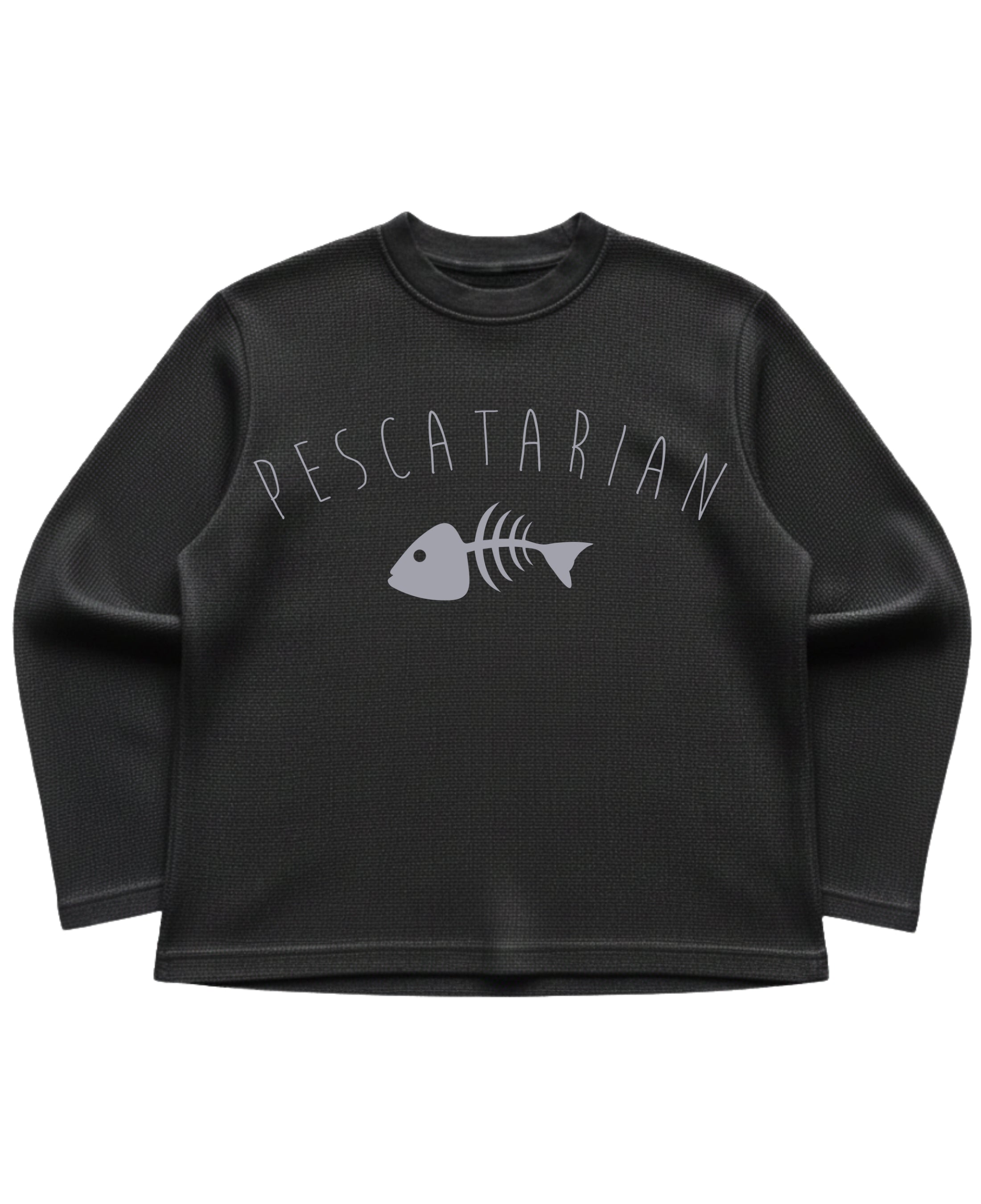 Black waffle knit oversized full-sleeve Front Design