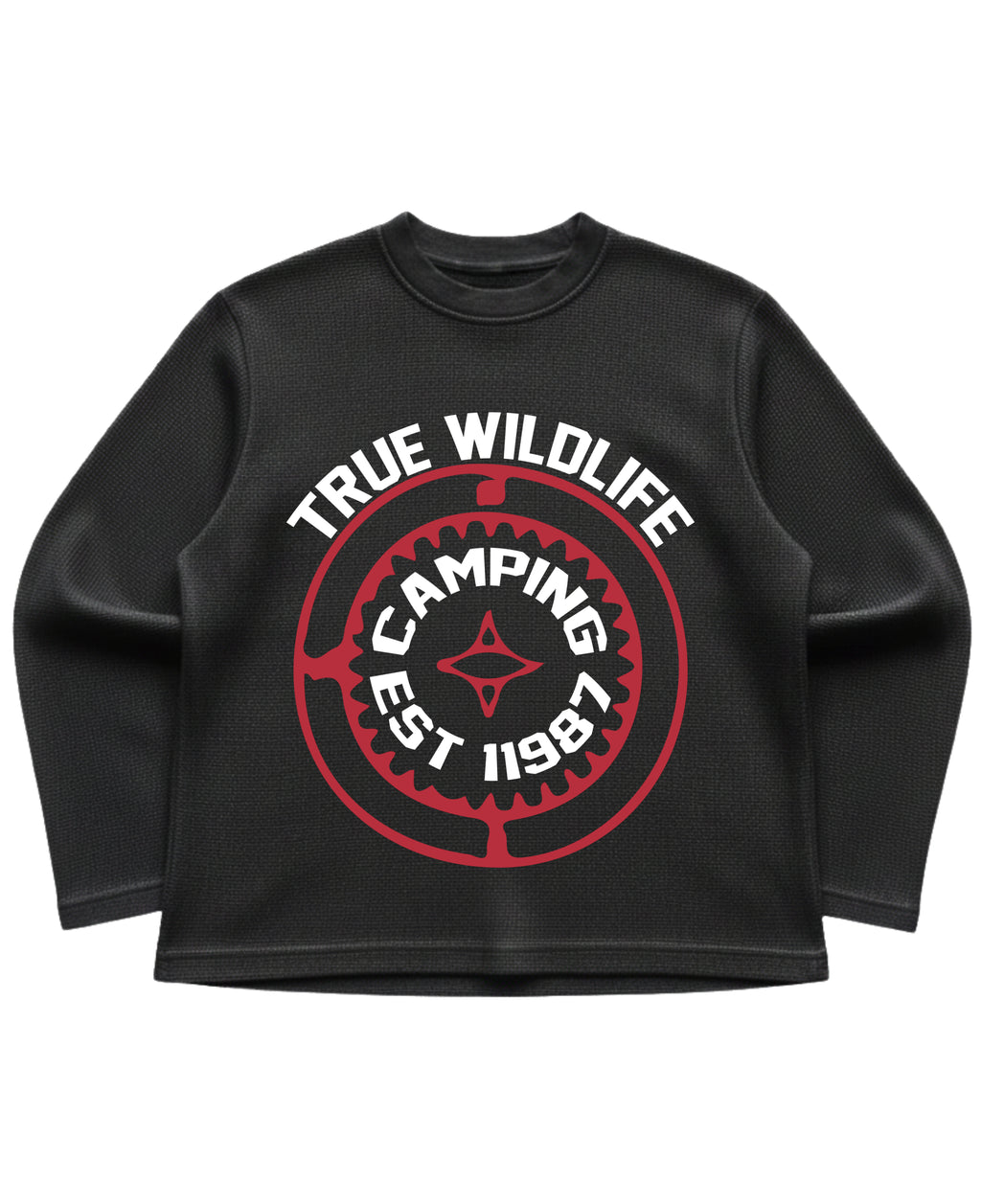 Black waffle knit oversized full-sleeve Front Design