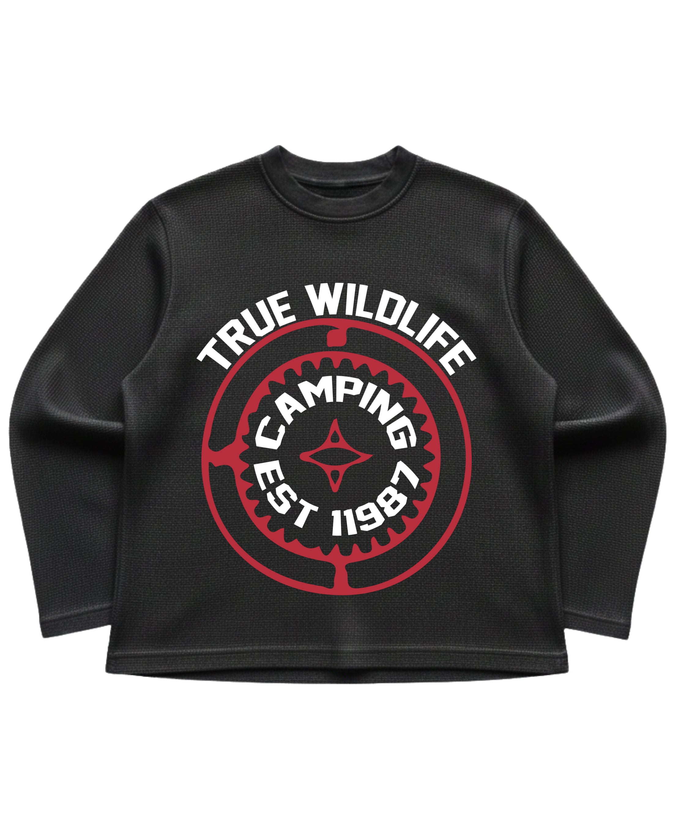 Black waffle knit oversized full-sleeve Front Design