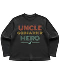 Black waffle knit oversized full-sleeve Front Design