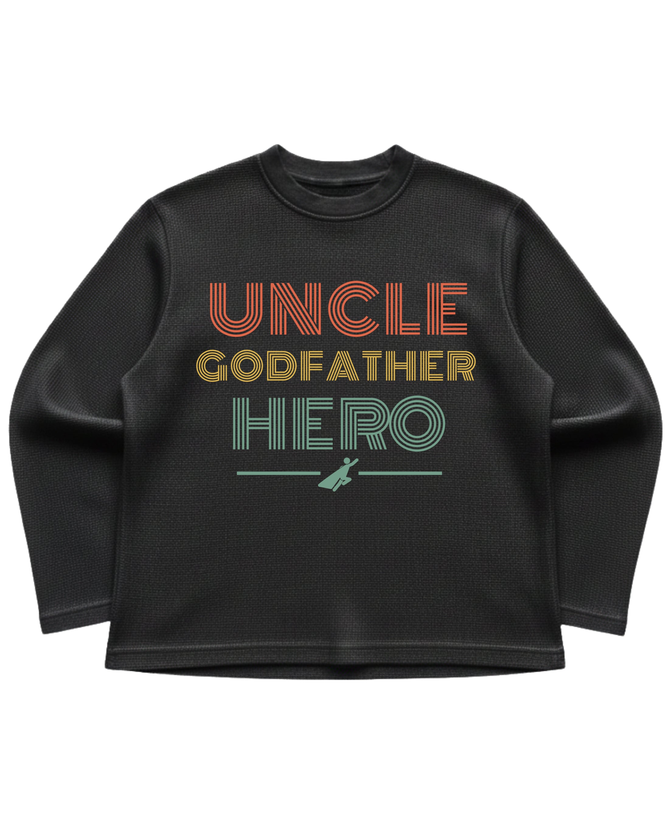Black waffle knit oversized full-sleeve Front Design