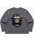 UrbanWeave Graphic Acidwash Waffle Knit Oversized Full-Sleeve