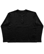 UrbanWeave Graphic Black Henley Waffle Knit