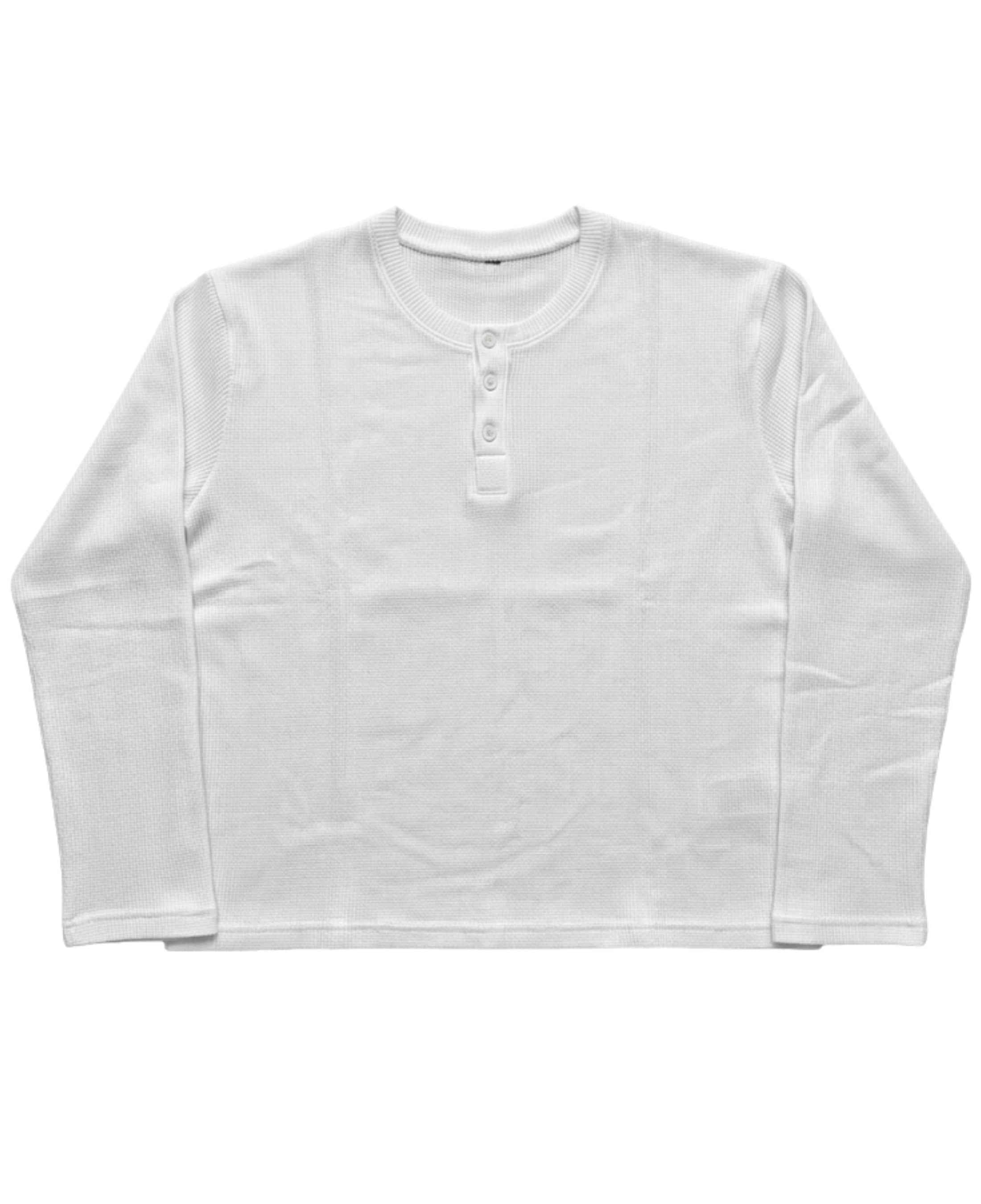 UrbanWeave Graphic White Henley Waffle Knit