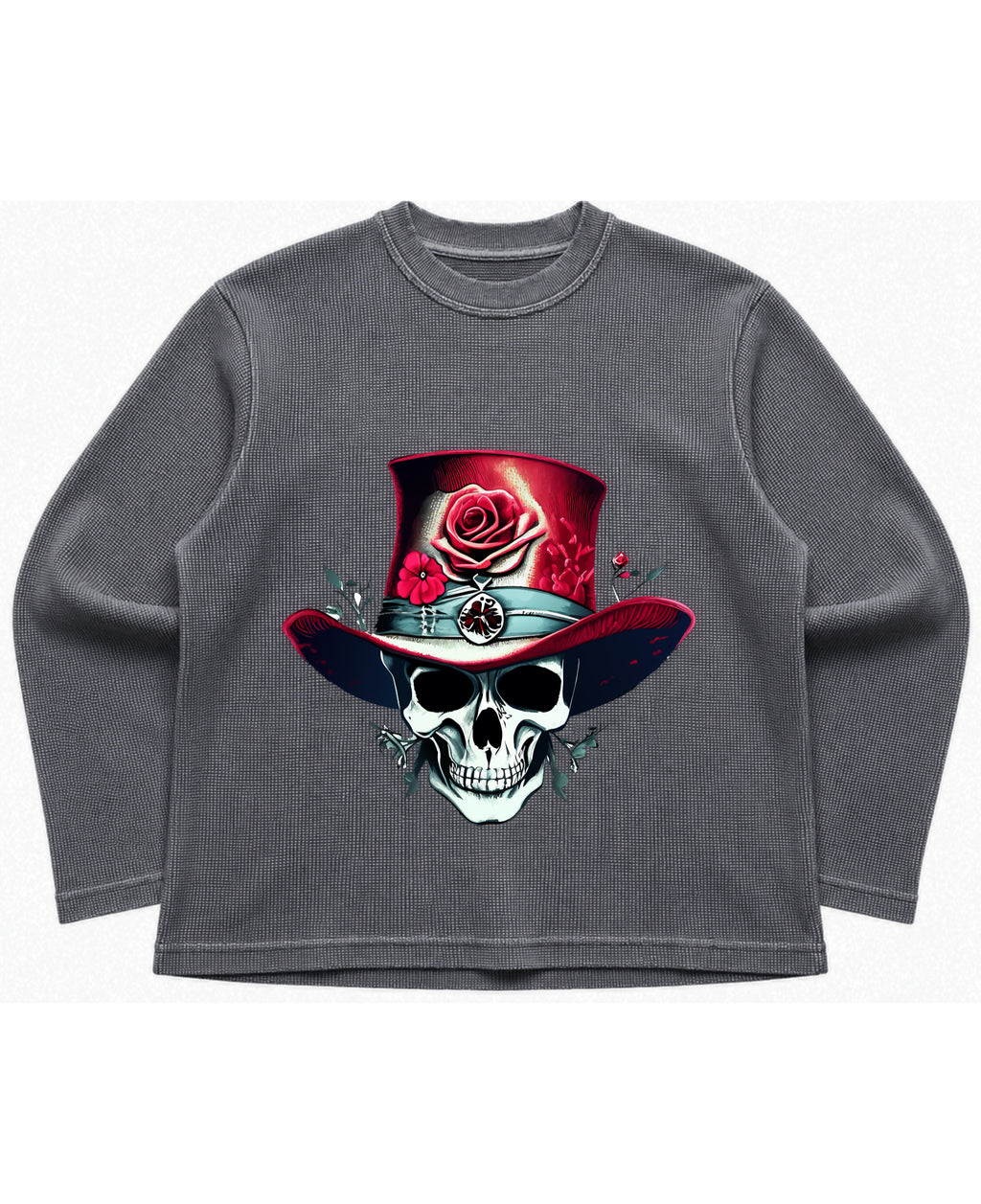 Acidwash waffle knit oversized full-sleeve Front Design