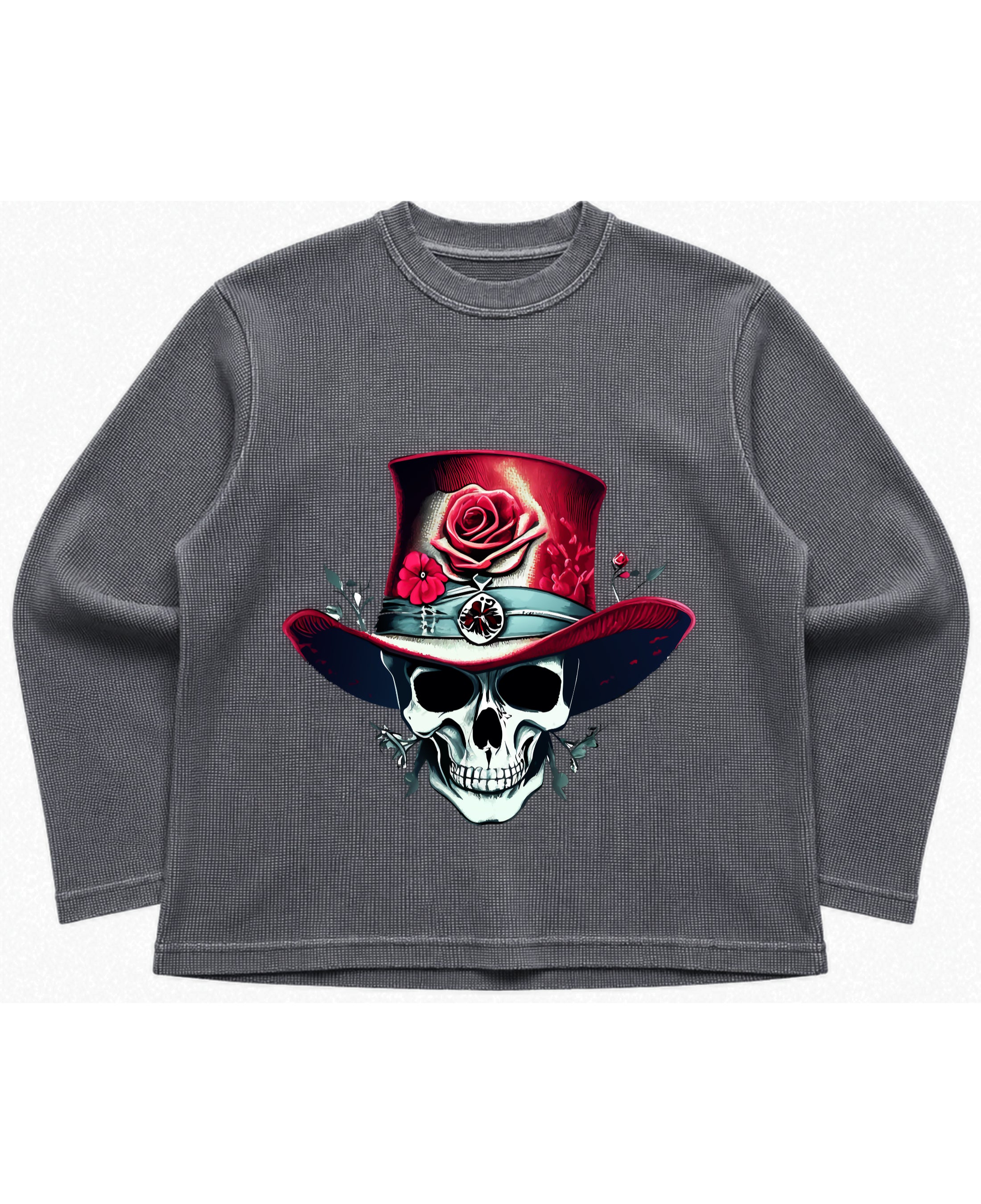 Acidwash waffle knit oversized full-sleeve Front Design