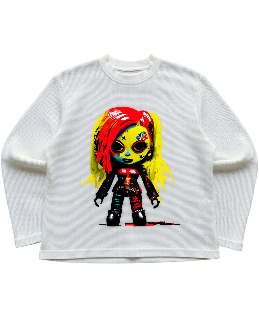 Off-white waffle knit oversized full-sleeve Front Design