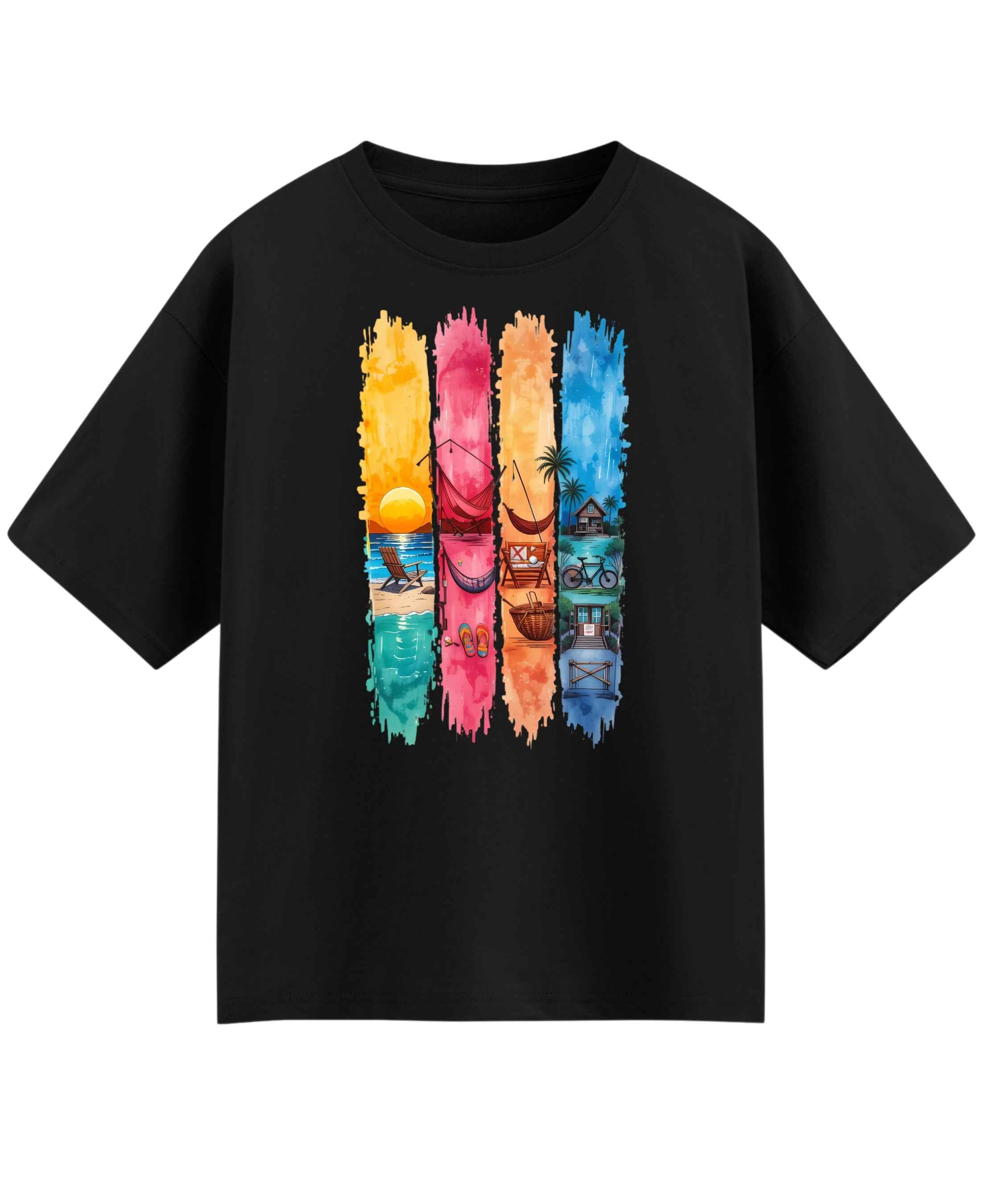 Vibrant Retirement Black Oversized T-Shirt