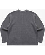 Vintage Graphic Acidwash Waffle Knit Oversized Full-Sleeve