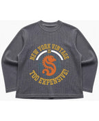 Vintage Graphic Acidwash Waffle Knit Oversized Full-Sleeve