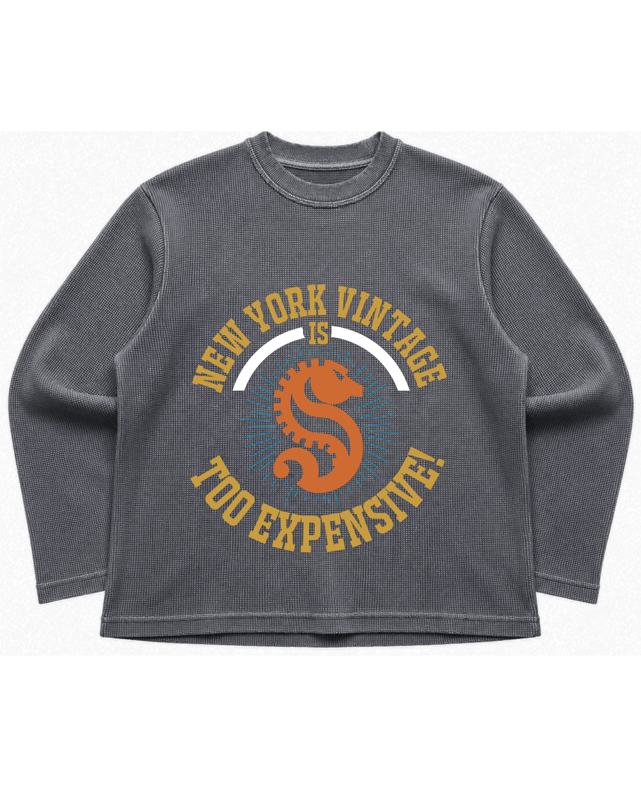 Acidwash waffle knit oversized full-sleeve Front Design