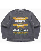Vintage Graphic Acidwash Waffle Knit Oversized Full-Sleeve