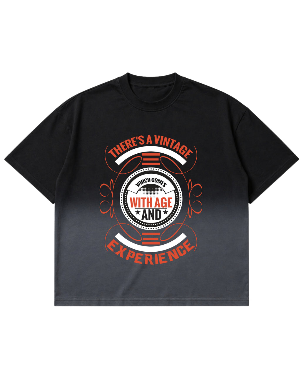 Black Ombré Wash Boxy Fit T-shirt Front Design