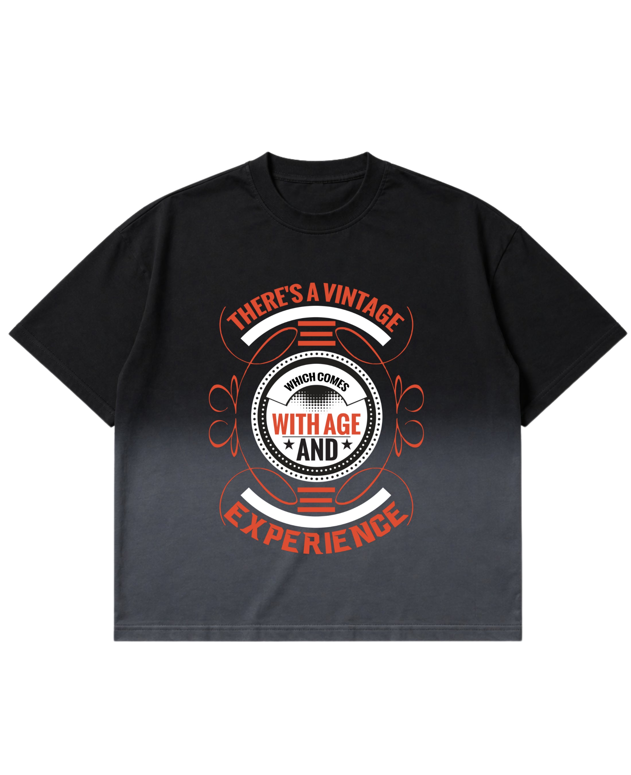 Black Ombré Wash Boxy Fit T-shirt Front Design
