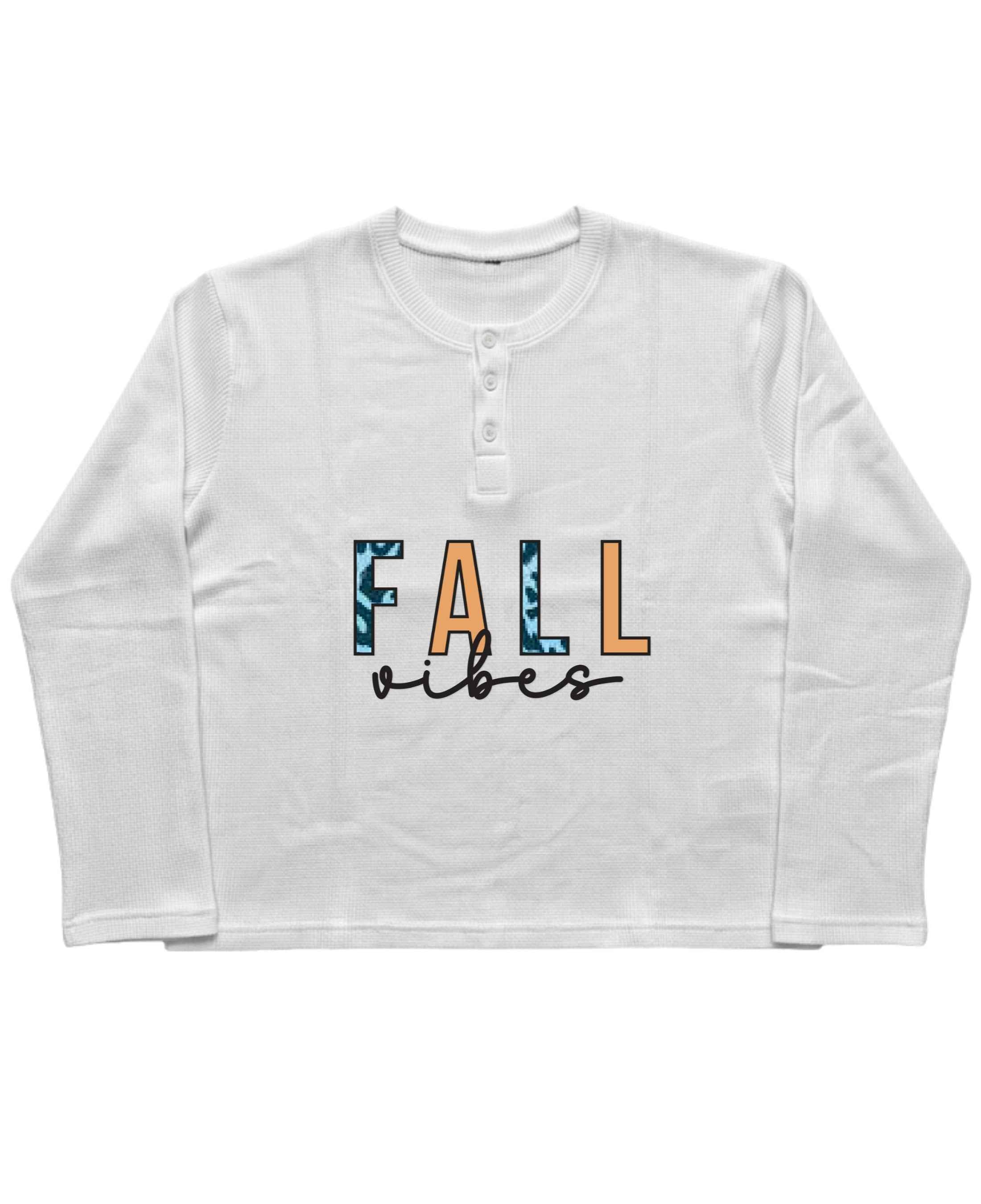 Vintage Graphic White Henley waffle knit