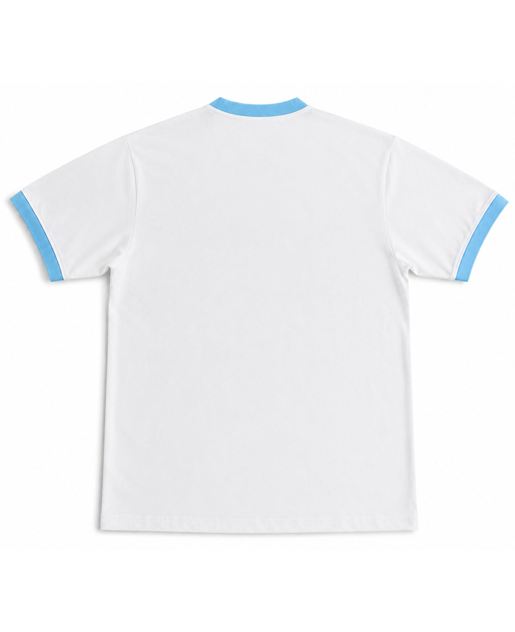 White & Sky Blue Ringer tee Back Design