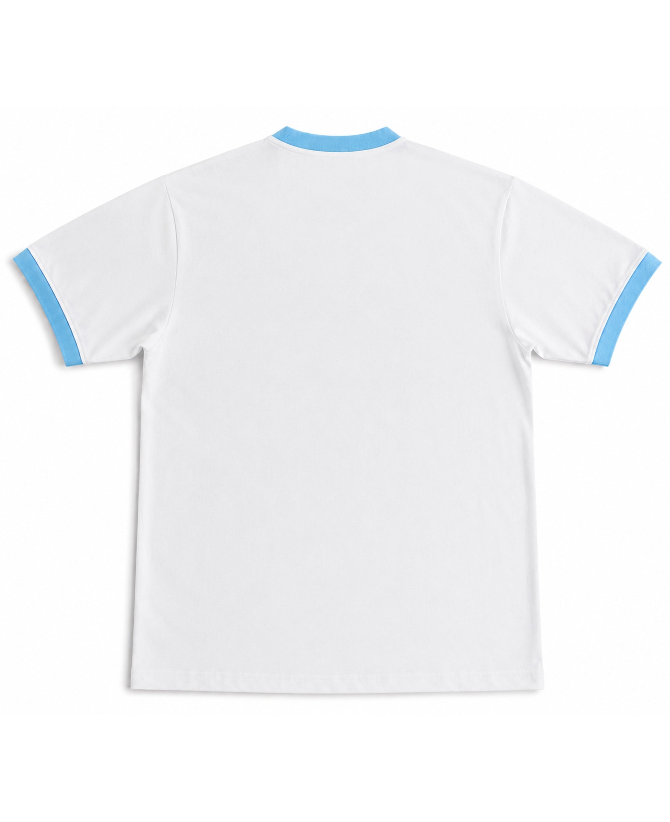White & Sky Blue Ringer tee Back Design