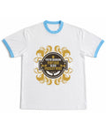 White & Sky Blue Ringer tee Front Design