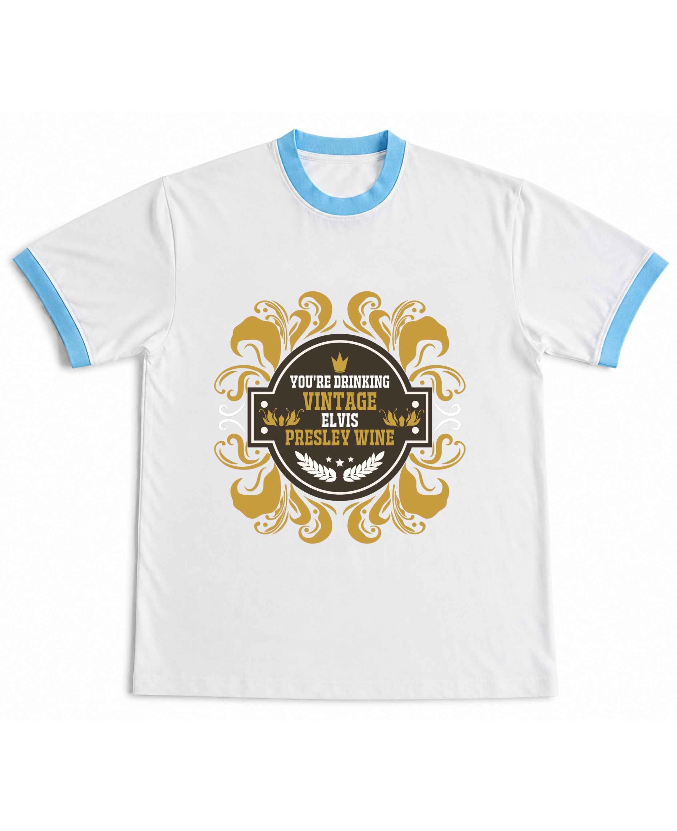 Vintage Graphic White & Sky Blue Ringer Tee