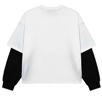 White With Black Sleeve Oversized Tee Back Design