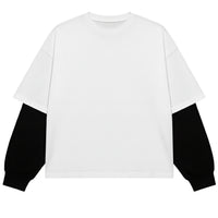 White With Black Sleeve Oversized Tee Front Design
