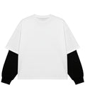 White With Black Sleeve Oversized Tee Front Design