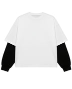 White With Black Sleeve Oversized Tee Front Design