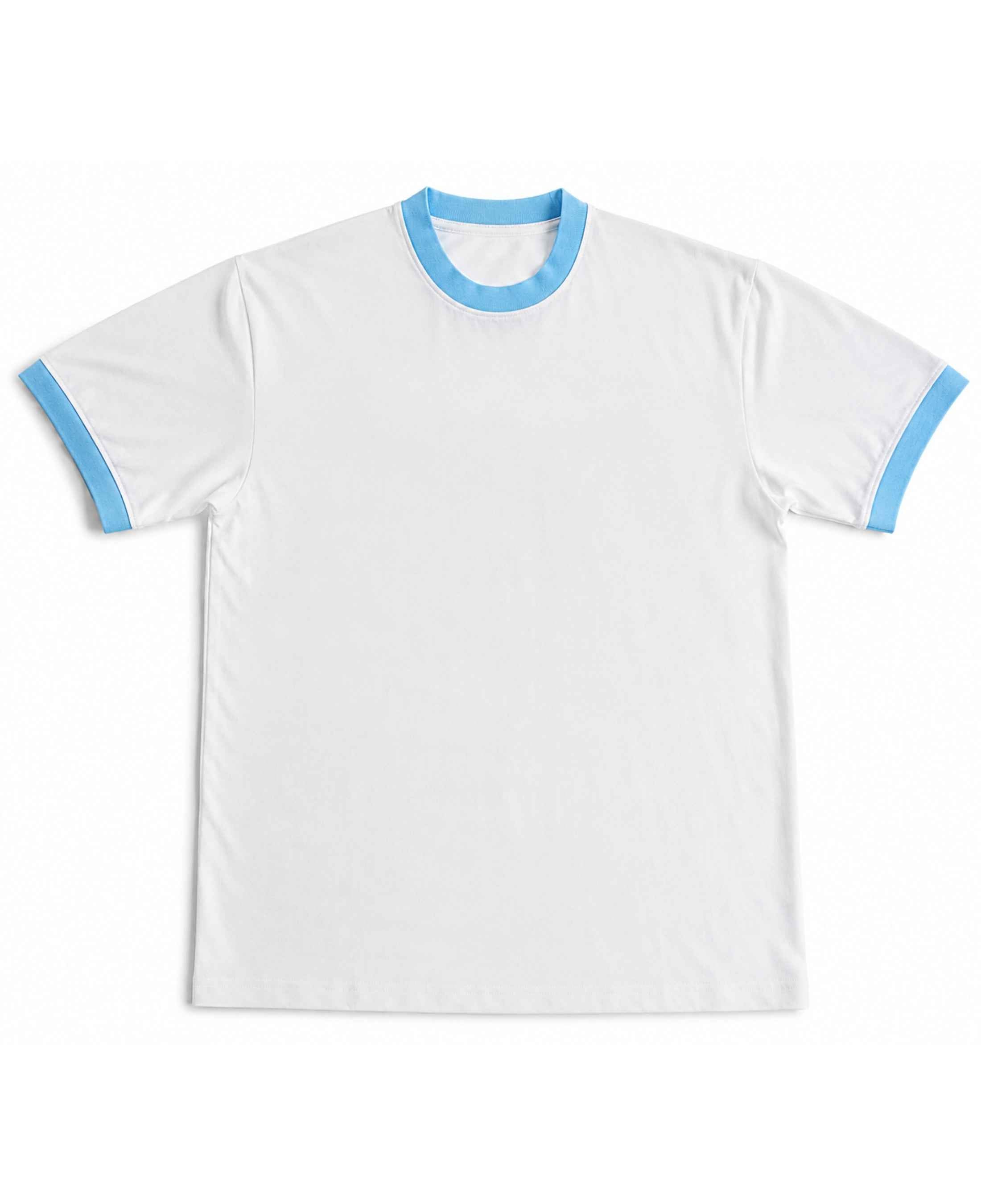 White & Sky Blue Ringer Tee