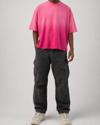Pink Sunfade Ombré Wash Boxy Fit T-shirt - LitShirt