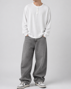 White Henley waffle knit - LitShirt