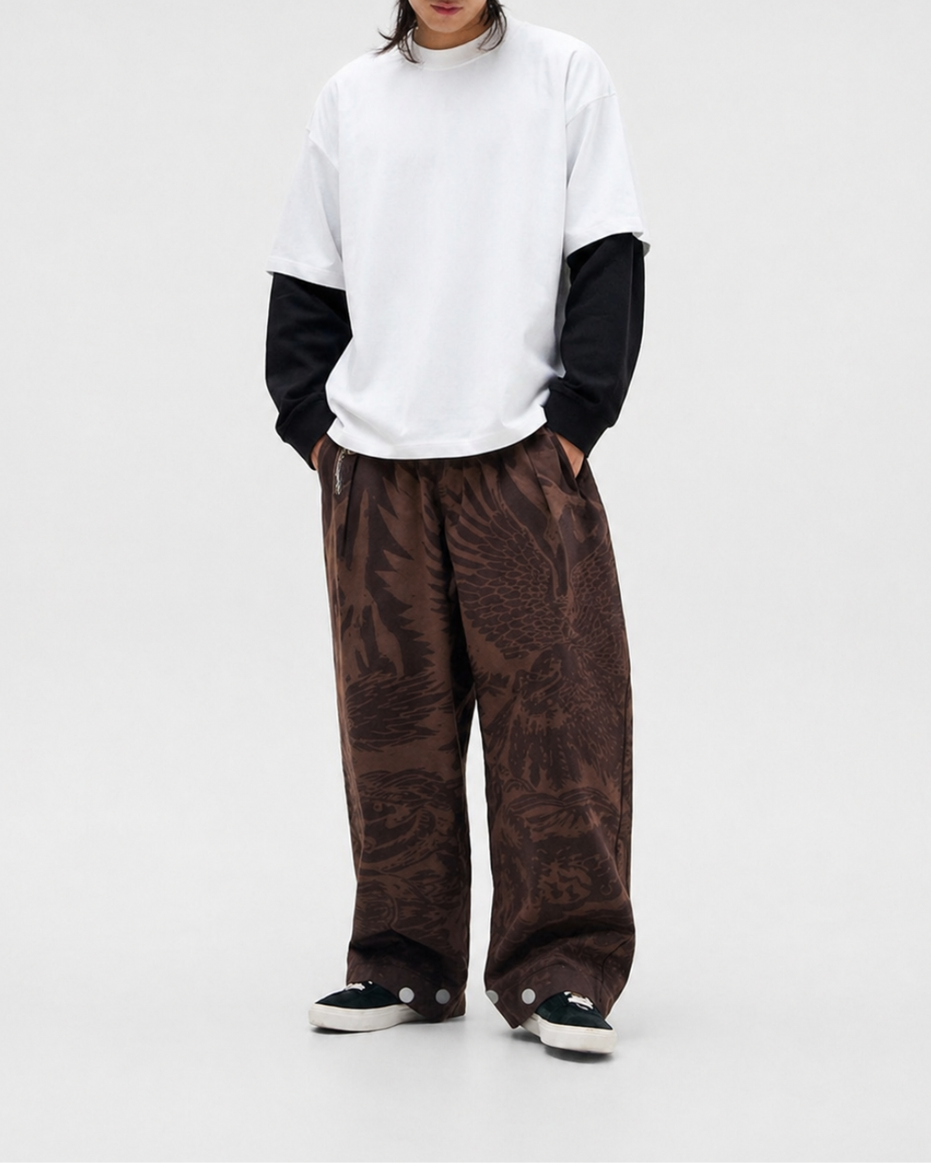 White With Black Sleeve Oversized Tee